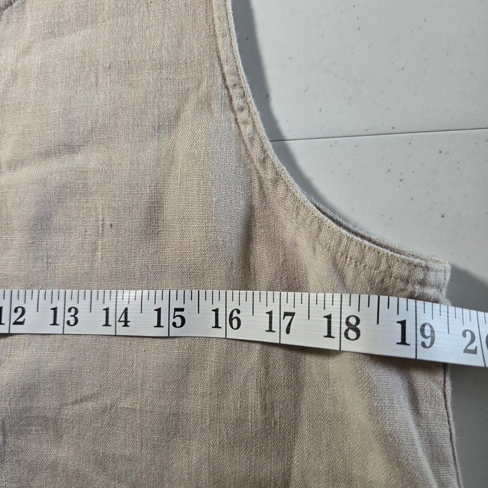Chico's Platinum Linen Maxi Dress Oatmeal Beige Button Front Sleeveless Sz 1 Med - Picture 7 of 10